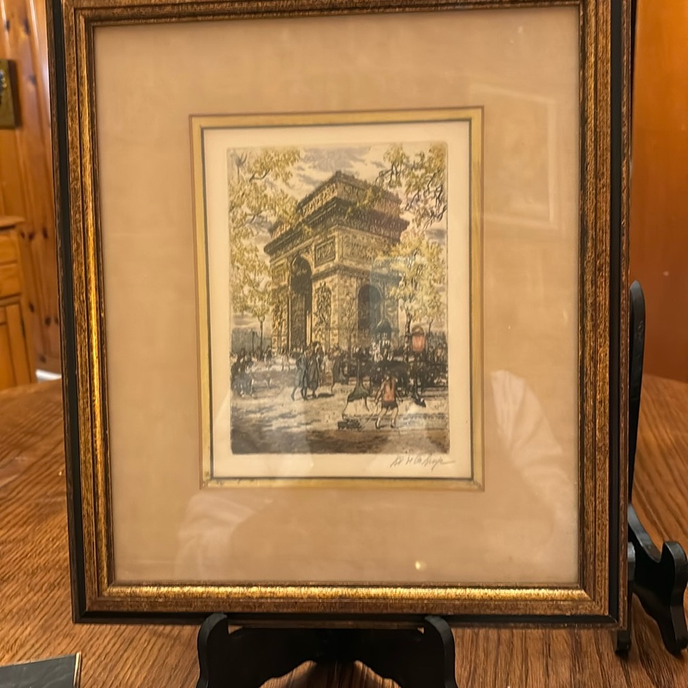 Pair of hand painted and signed etching